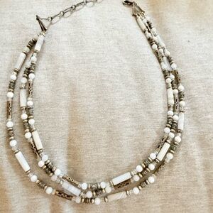 Classic White Beaded Multi-Strand Necklace. Hand made in Michal’s studio in NY.